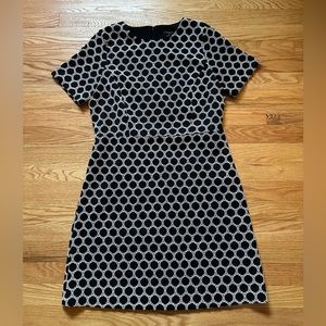 Ann Taylor Black & White Textured Polka Dot Shift Dress